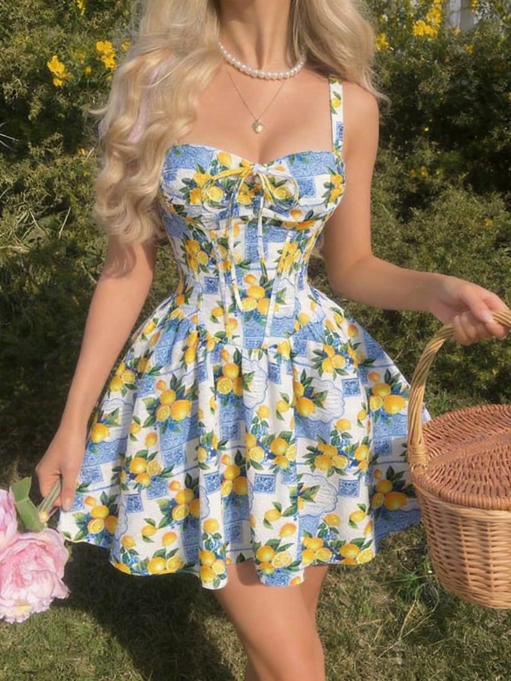 NEW! Skyraze Size Medium M White And Blue Floral Dress lot6101